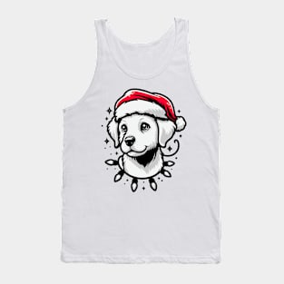 Adorable Dog Christmas Lights Santa Hat Tank Top